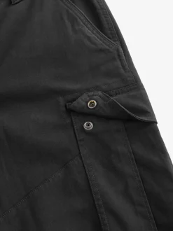 Zwart - Straight fit - Katoenen cargostretchbroek