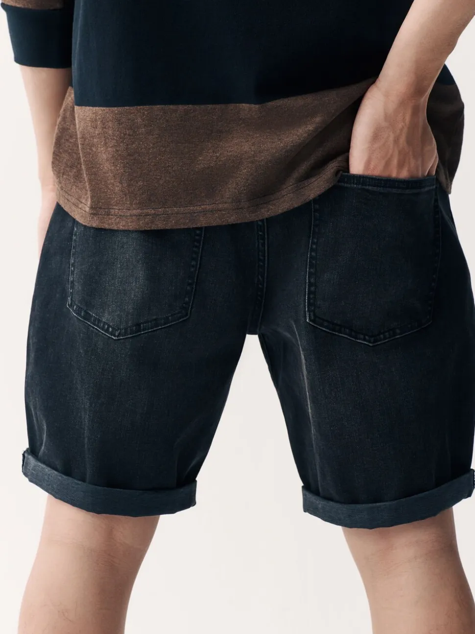 Zwart - Straight fit - Stretch denim short