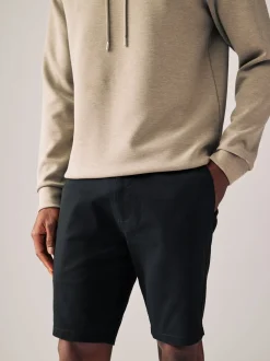 Zwart - Strakke Pasvorm - Chinoshort met stretch