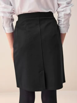Zwart - Stretchkokerrok van jersey met elastische taille voor senioren (9-18jr)