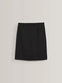 Zwart - Stretchkokerrok van jersey met elastische taille voor senioren (9-18jr)