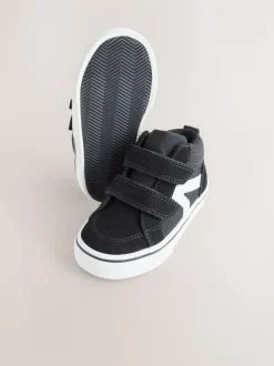 Zwart - Suède hoge sneakers met klittenbandsluiting
