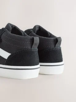 Zwart - Suède hoge sneakers met klittenbandsluiting