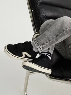 Zwart - Suède hoge sneakers met klittenbandsluiting