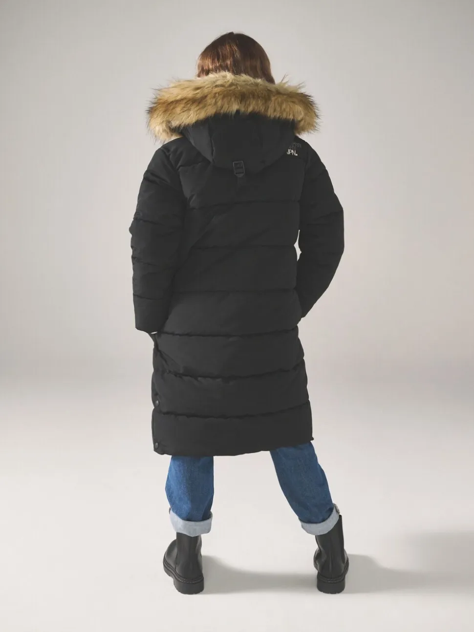 Zwart - Superdry - Everest lange gewatteerde jas