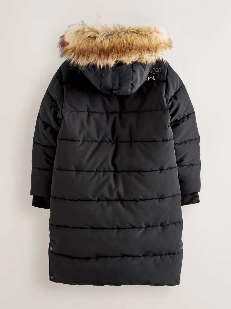 Zwart - Superdry - Everest lange gewatteerde jas