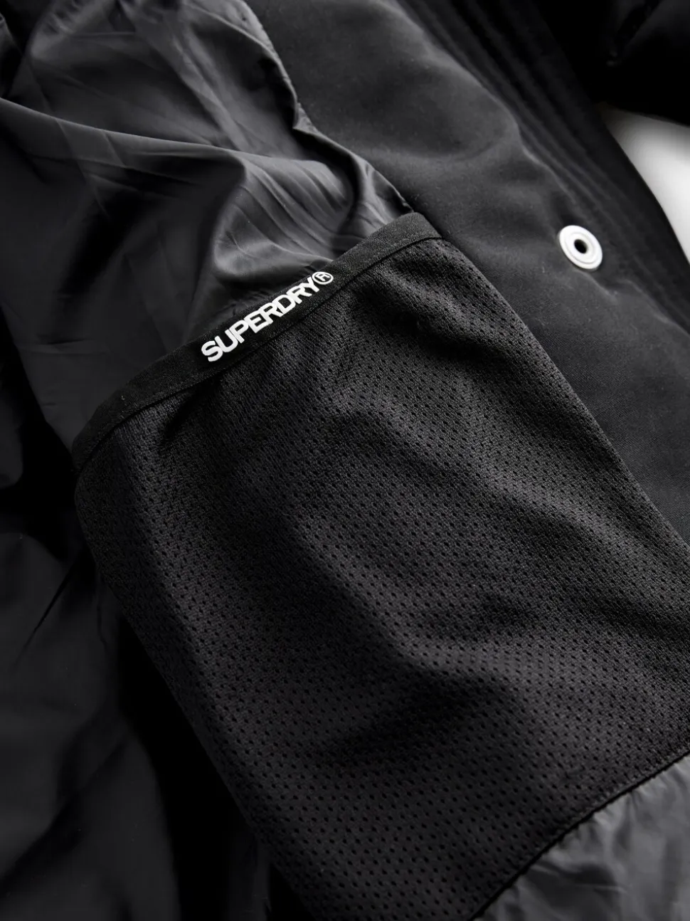 Zwart - Superdry - Everest lange gewatteerde jas