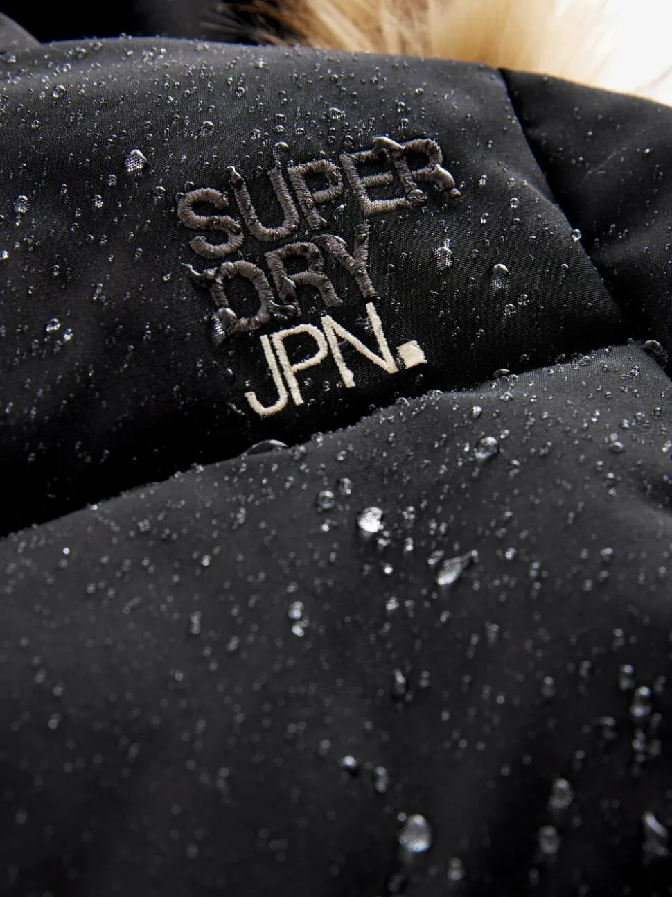 Zwart - Superdry - Everest lange gewatteerde jas