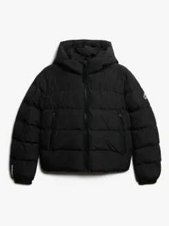 Zwart - Superdry - Gewatteerd sportjack met capuchon