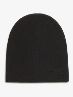 Zwart - Superdry gebreide beanie-muts met Essential-logo