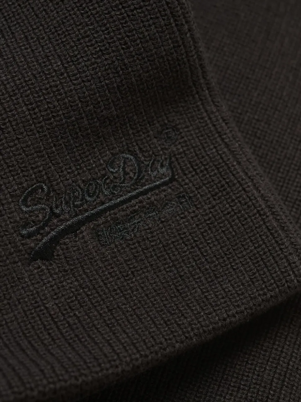 Zwart - Superdry gebreide beanie-muts met Essential-logo