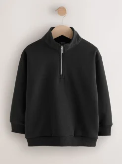 Zwart - Sweatshirt met rits bij de hals (3-16jr)
