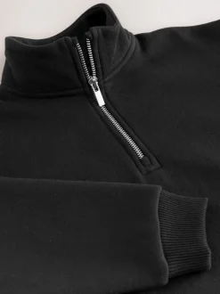 Zwart - Sweatshirt met rits bij de hals (3-16jr)