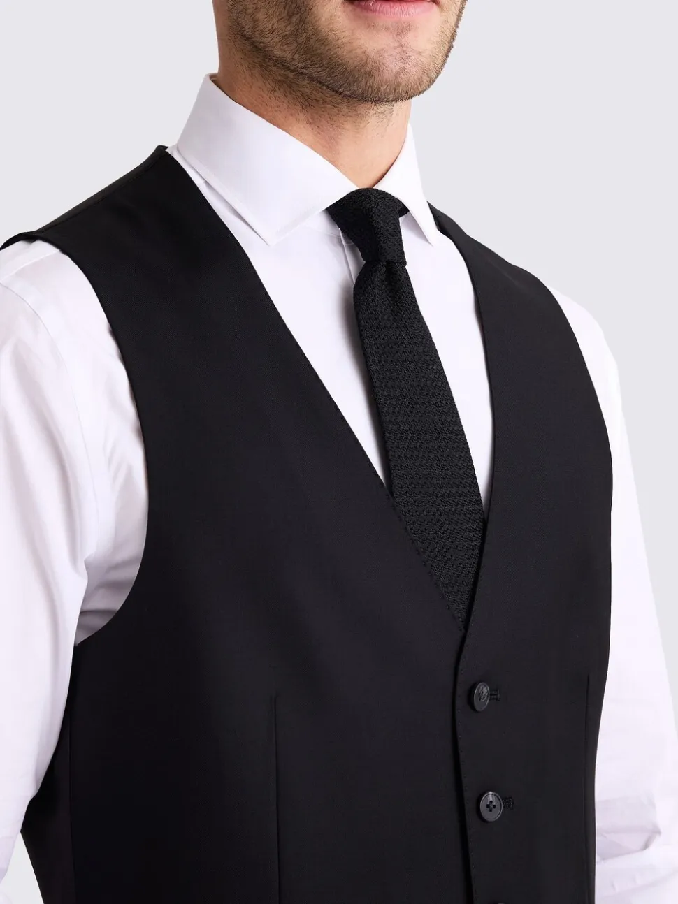 Zwart - Tailored - MOSS Stretch Suit Waistcoat