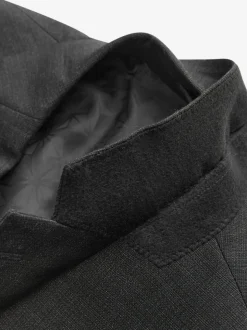 Zwart - Tailored fit - Colbert van wolmix met textuur