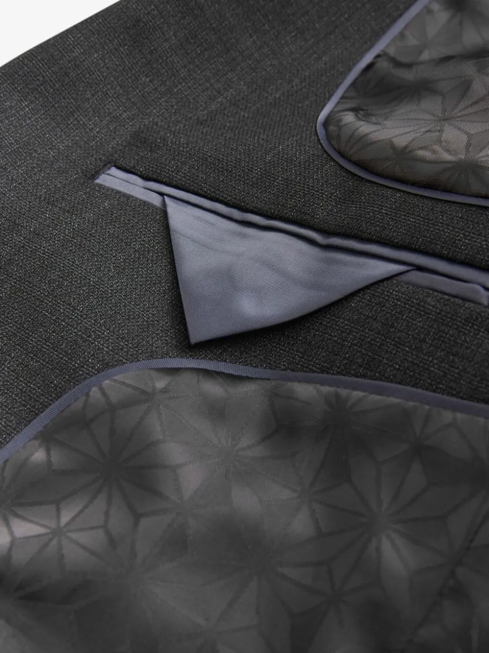 Zwart - Tailored fit - Colbert van wolmix met textuur