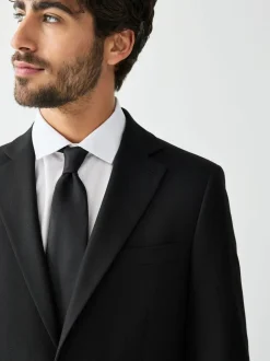 Zwart - Tailored fit - Kostuum met textuur: colbert