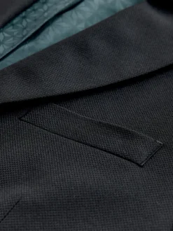 Zwart - Tailored fit - Kostuum met textuur: colbert