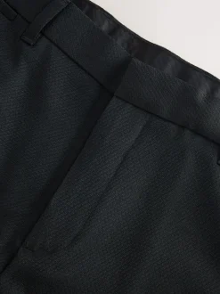 Zwart - Tailored fit - Smokingpantalon met biesdetail en textuur
