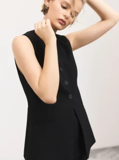 Zwart - Tailored Waistcoat With Wool