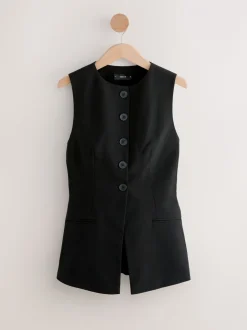 Zwart - Tailored Waistcoat With Wool
