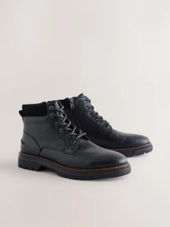 Zwart - Tall Leather Zip-Up Boots