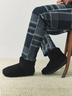 Zwart - Textured Fleece Boot Slippers