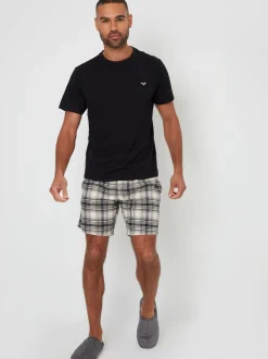 Zwart - Threadbare - Geruite pyjamaset met short