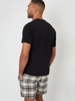 Zwart - Threadbare - Geruite pyjamaset met short