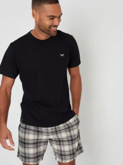 Zwart - Threadbare - Geruite pyjamaset met short