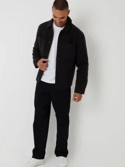 Zwart - Threadbare - Gewatteerd shacket met knopen van imitatie wol