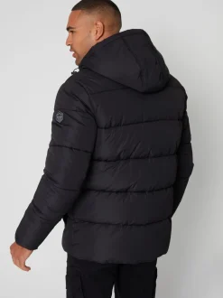 Zwart - Threadbare - Regenbestendig dubbellaags gewatteerd jack