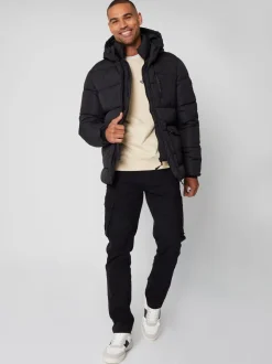 Zwart - Threadbare - Regenbestendig dubbellaags gewatteerd jack