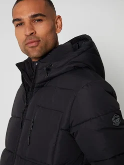 Zwart - Threadbare - Regenbestendig dubbellaags gewatteerd jack