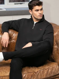 Zwart - Threadbare - Sweatshirt met korte rits aan de hals