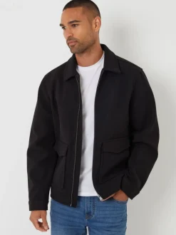 Zwart - Threadbare Brushed Collared Lightweight Utility Jacket
