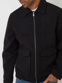 Zwart - Threadbare Brushed Collared Lightweight Utility Jacket