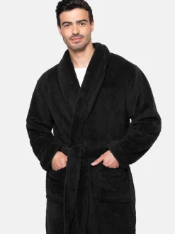 Zwart - Threadbare Cosy Borg Dressing Gown