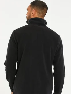 Zwart - Threadbare doorgestikt fleece sweatshirt met kwartrits