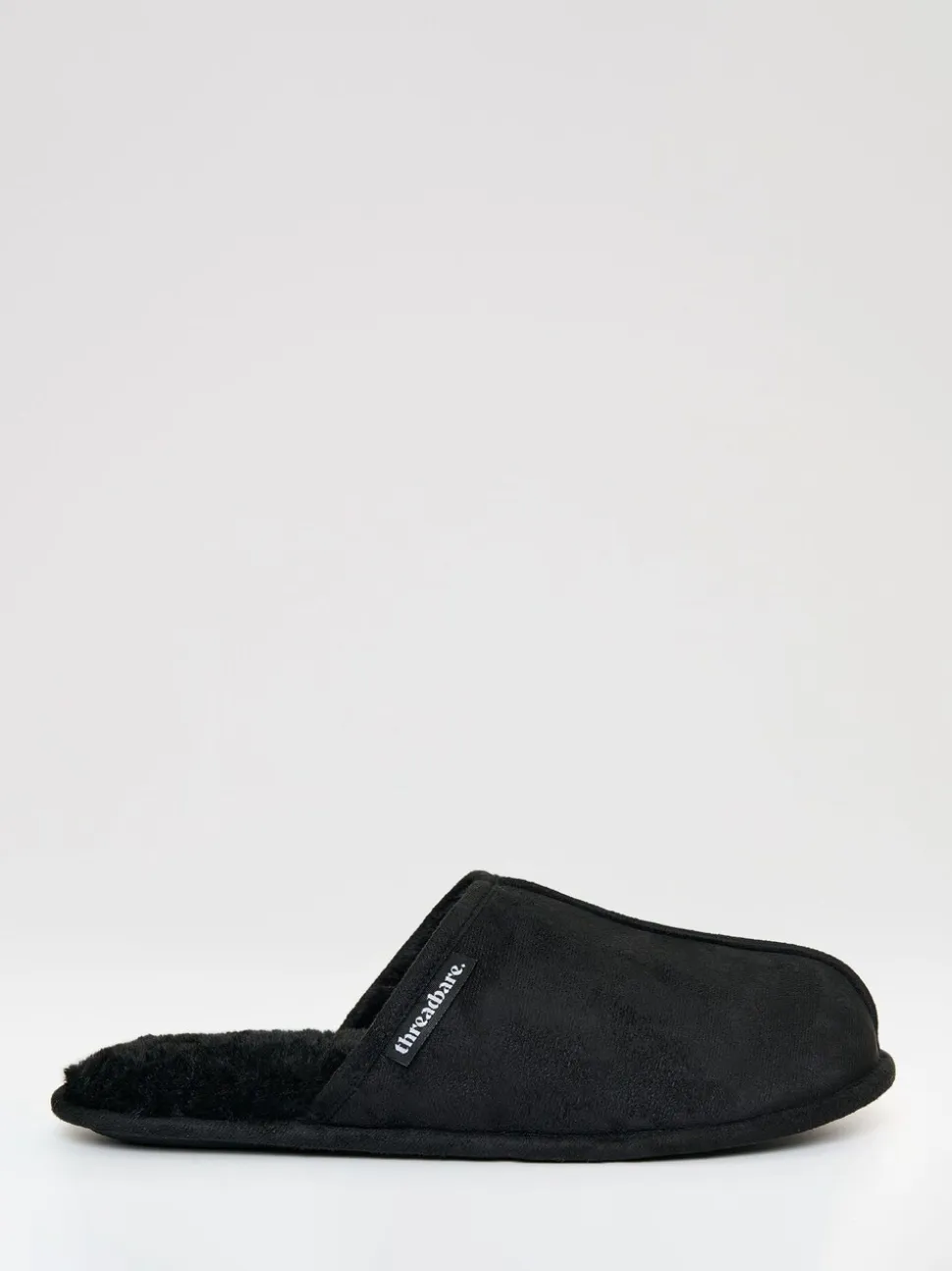 Zwart - Threadbare Faux Fur Lined Slip On Mule Slippers