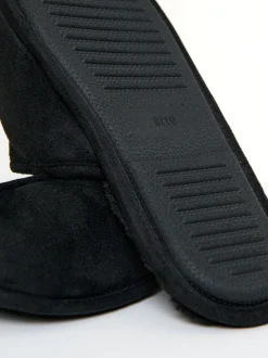 Zwart - Threadbare Faux Fur Lined Slip On Mule Slippers