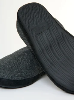 Zwart - Threadbare Faux Suede Faux Fur Lined Mule Slippers
