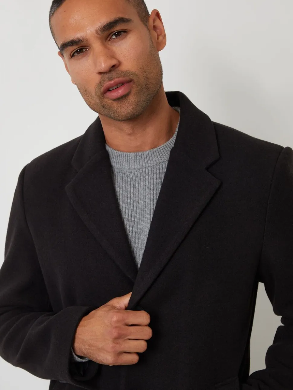 Zwart - Threadbare Faux Wool Overcoat