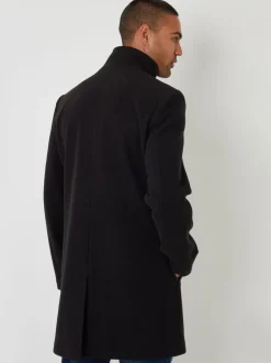 Zwart - Threadbare Lange utility-jas van imitatie-wol met laagjeslook