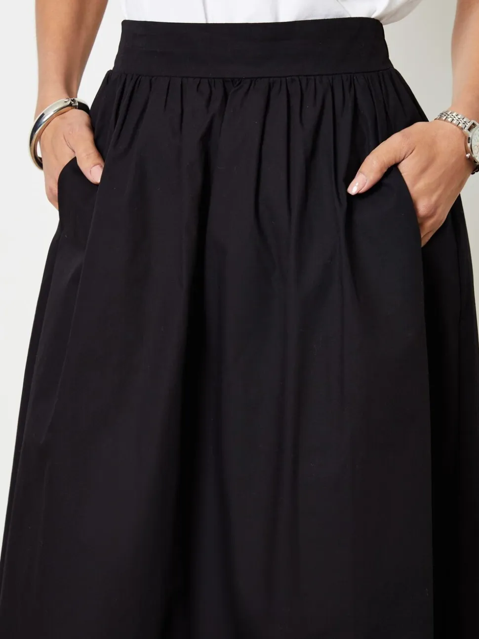 Zwart - Threadbare Midi rok met zakken