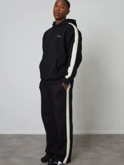 Zwart - Threadbare Wide Leg Side Stripe Joggers