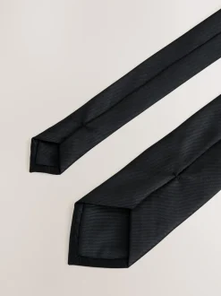 Zwart - Tie Pocket Square and Brooch Set