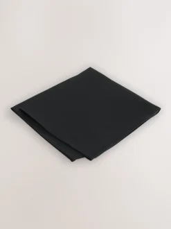 Zwart - Tie Pocket Square and Brooch Set