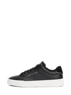 Zwart - Tommy Hilfiger Court Essential Leather Trainers