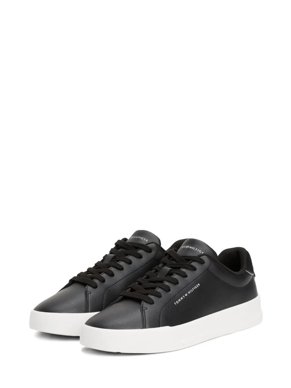 Zwart - Tommy Hilfiger Court Essential Leather Trainers